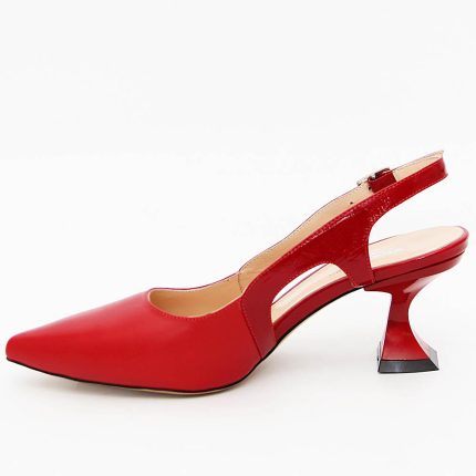 Julia Red Tuscany Leather Mid Heel Slingback